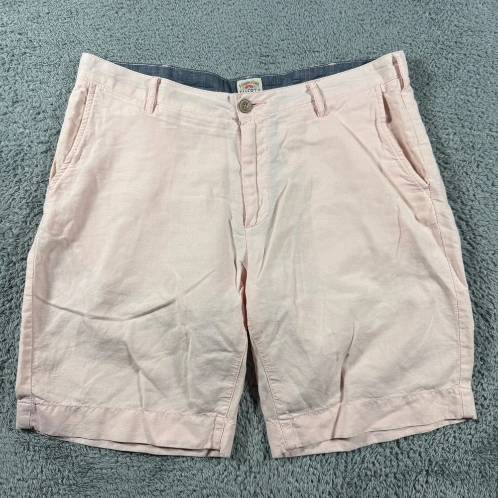 Faherty Linen Blend Chino Shorts Mens 34 Pink Casual 9